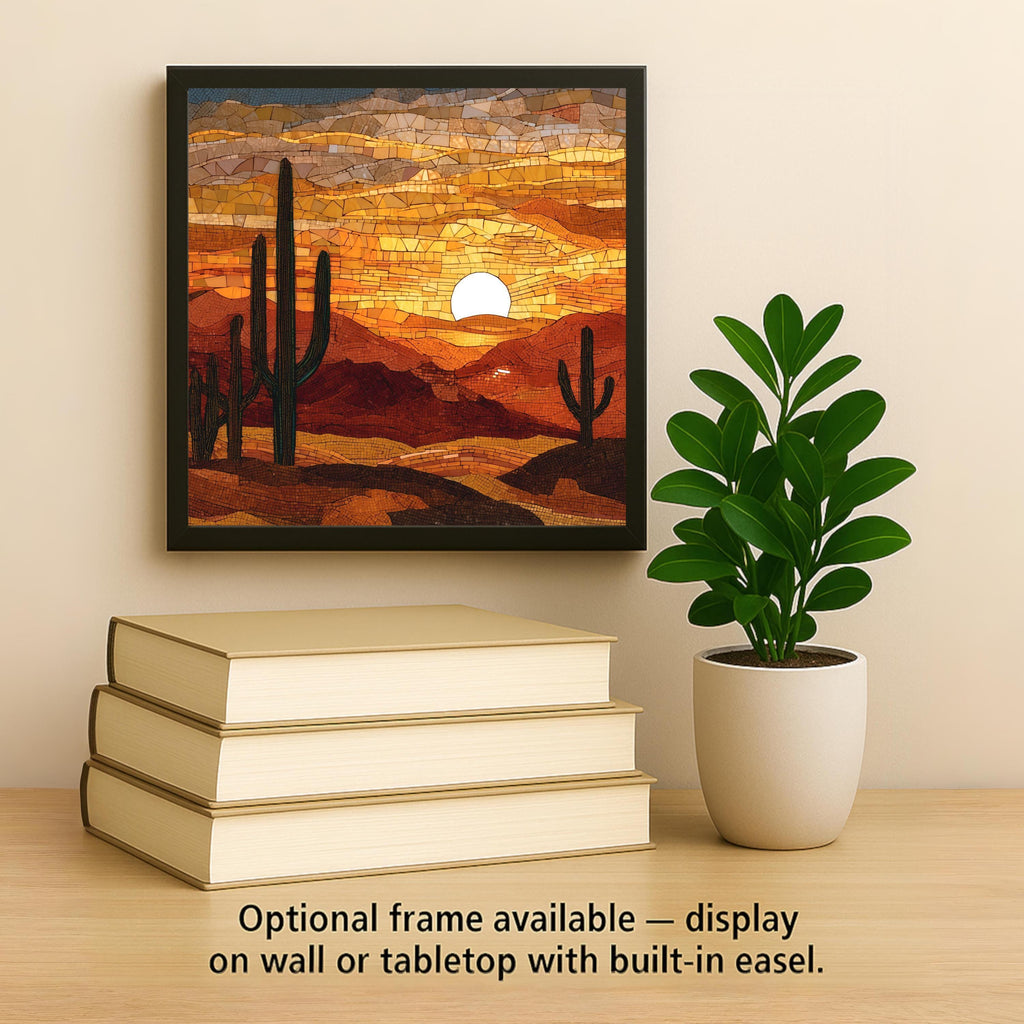 Desert Sunset Wall Art Ceramic Tile Southwest Gift Stained Glass Decor Arizona Art Desert Lover Home Gift Tile