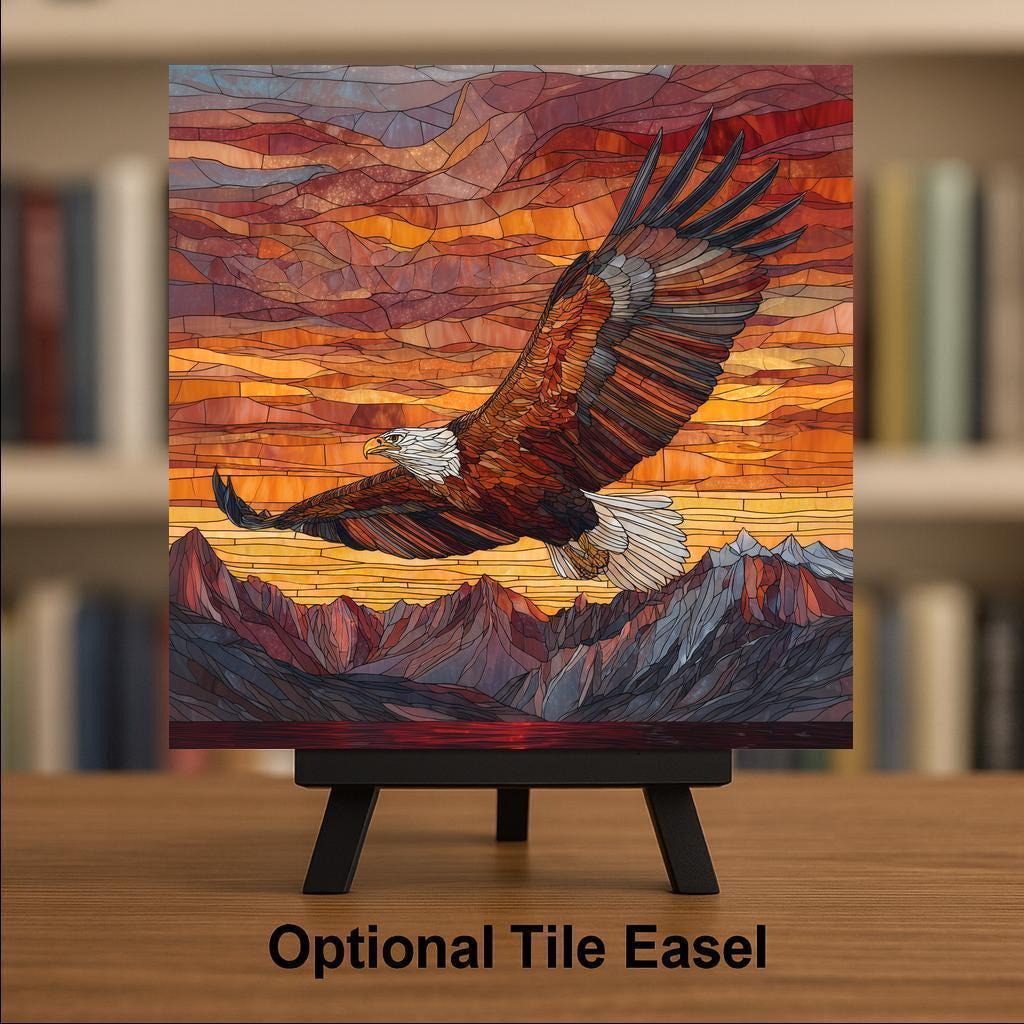 Bald Eagle Wall Art Ceramic Tile Patriotic Gift Wildlife Decor Eagle Lover Gift American Bird Cabin Tile