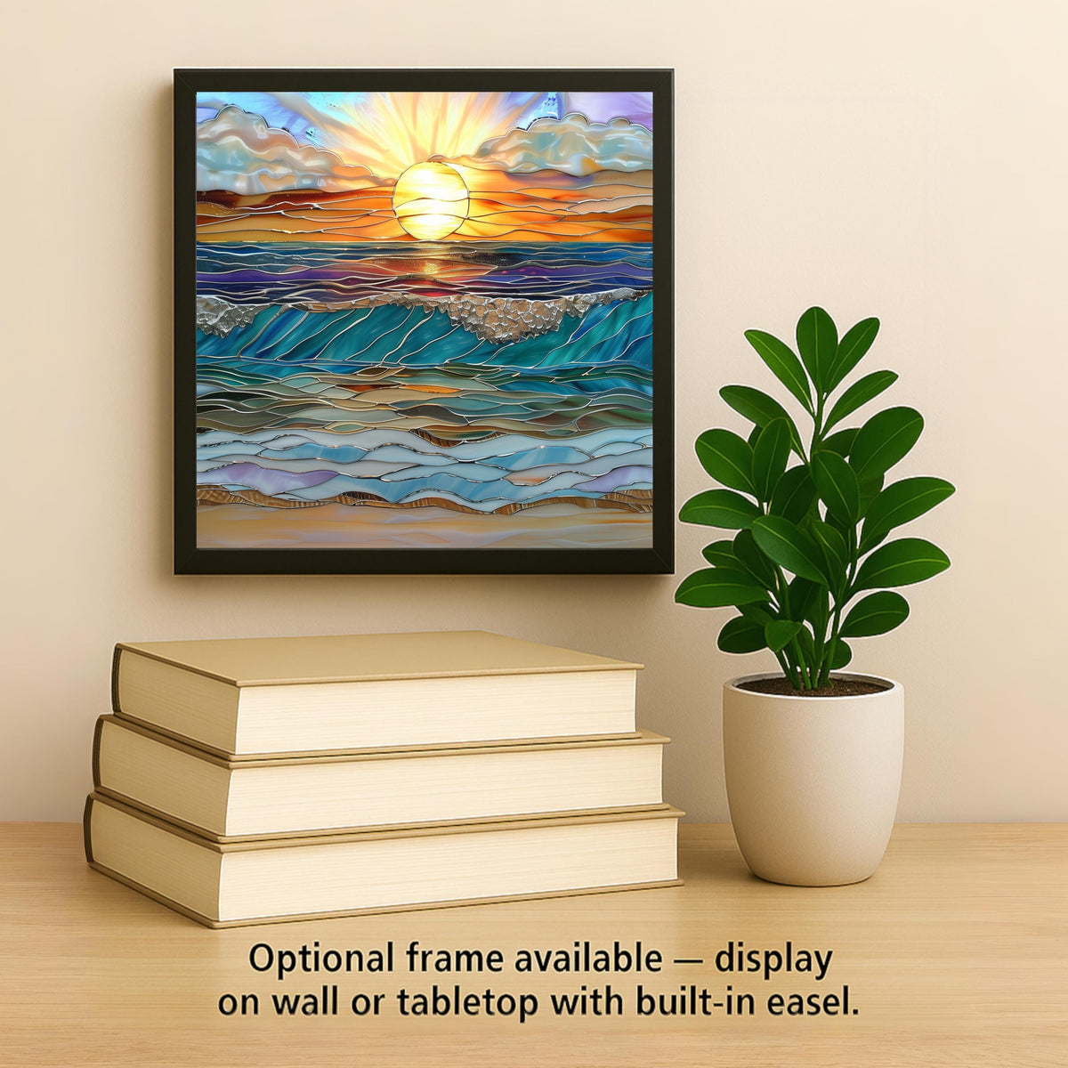 Ocean Waves Wall Art Ceramic Tile Sunset Coastal Gift Beach House Decor Wave Nature Art Place Identity