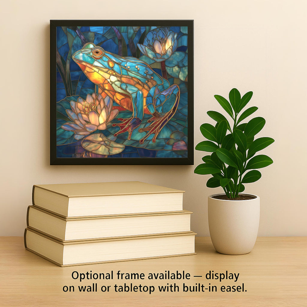 Frog Wall Art Ceramic Tile Frog Lover Gift Bathroom Decor Pond Art Nature Gift Lily Pad Art Frog Tile