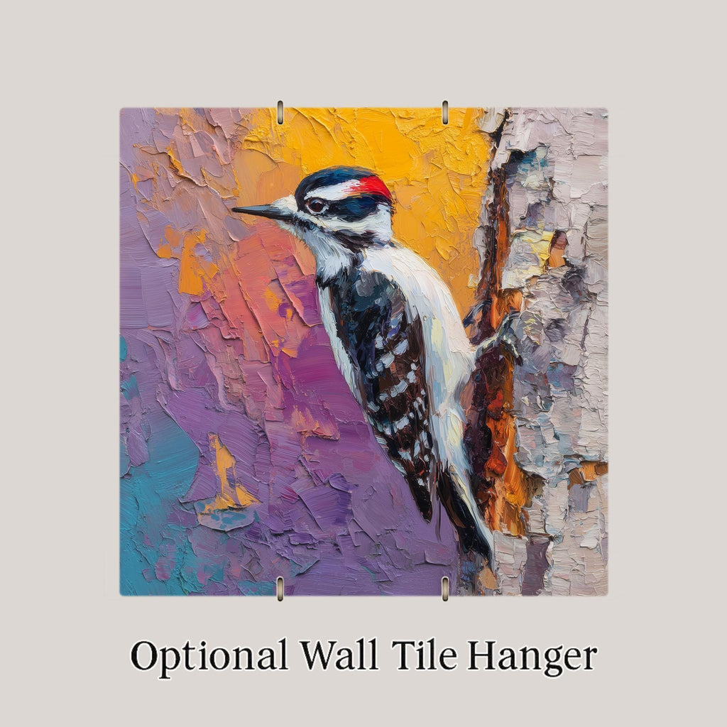 Palette Knife Woodpecker Wall Art Ceramic Tile Bird Lover Gift Palette Style Decor Nature Art Birdwatcher Gift Tile