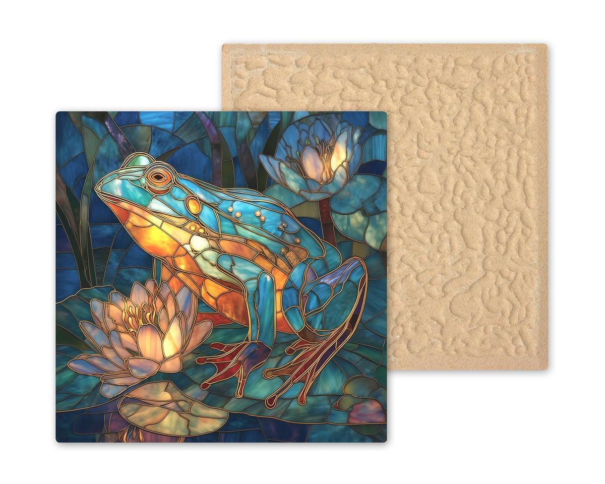 Frog Wall Art Ceramic Tile Frog Lover Gift Bathroom Decor Pond Art Nature Gift Lily Pad Art Frog Tile