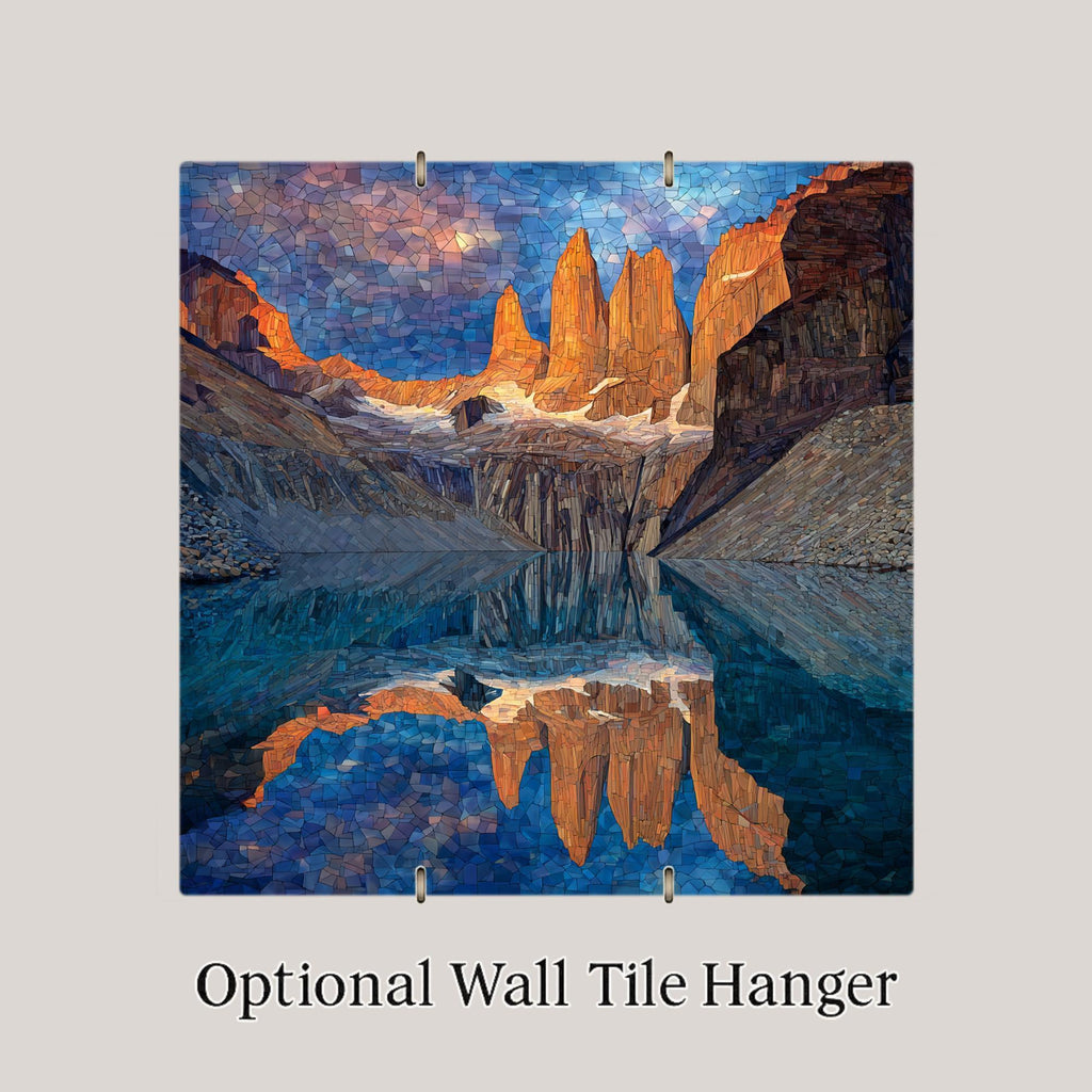 Torres del Paine Wall Art Ceramic Tile Patagonia Gift Alpine Lake Decor South America Art Travel Lover Gift Tile