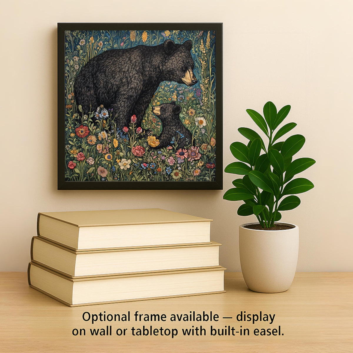 Black Bear Cub Wall Art Ceramic Tile Woodland Gift Art Nouveau Decor Wildlife Nature Art Cabin Lover Gift Tile