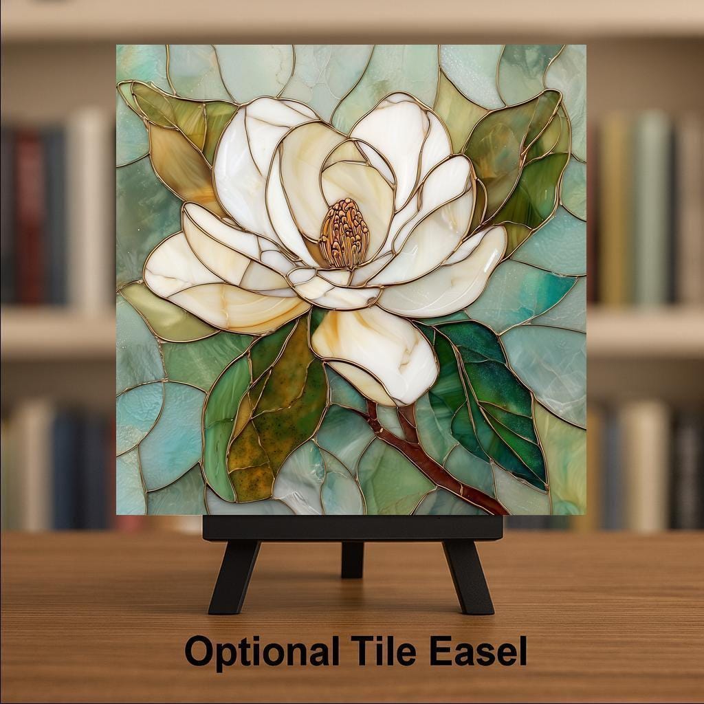 White Magnolia Wall Art Ceramic Tile Floral Decor Botanical Wall Decor Home Decor
