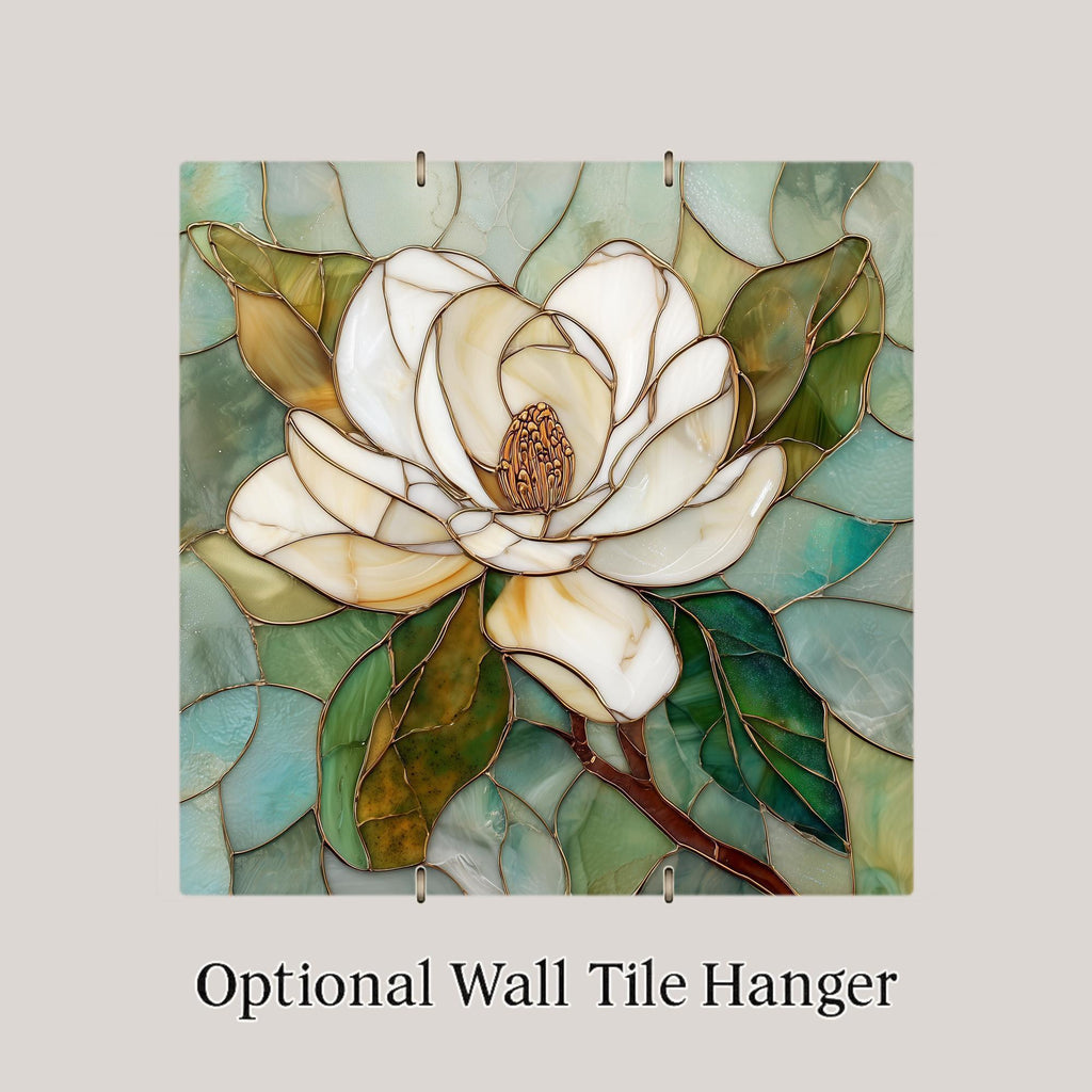 White Magnolia Wall Art Ceramic Tile Floral Decor Botanical Wall Decor Home Decor