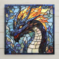 This stained glass-style dragon ceramic tile brings fiery medieval fantasy to life. A bold statement for gothic, fantasy, or castlecore decor lovers.