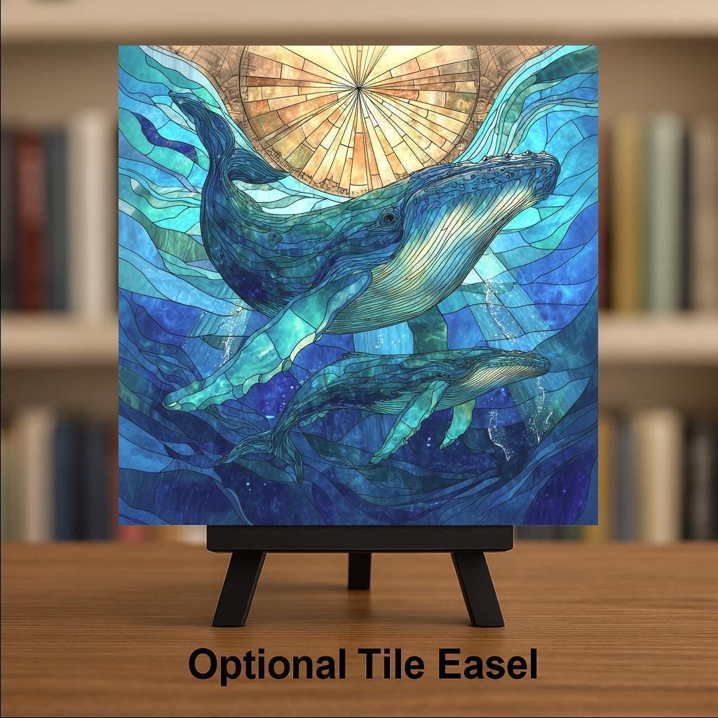 Whale Ceramic Art Tile: Coastal Wall Decor Beach House Accent Ocean Home Decor Wall Art Marine Life Ocean Blue Whale Coastal Art