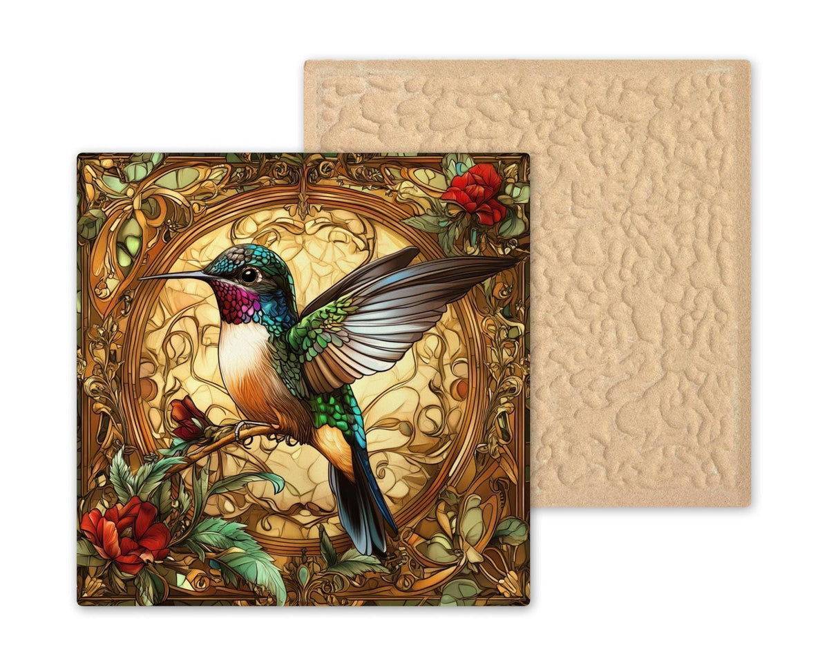 Hummingbird Art Nouveau Ceramic Art Tile: Nature Wall Decor Art Lover Gift Home Decor Wall Art