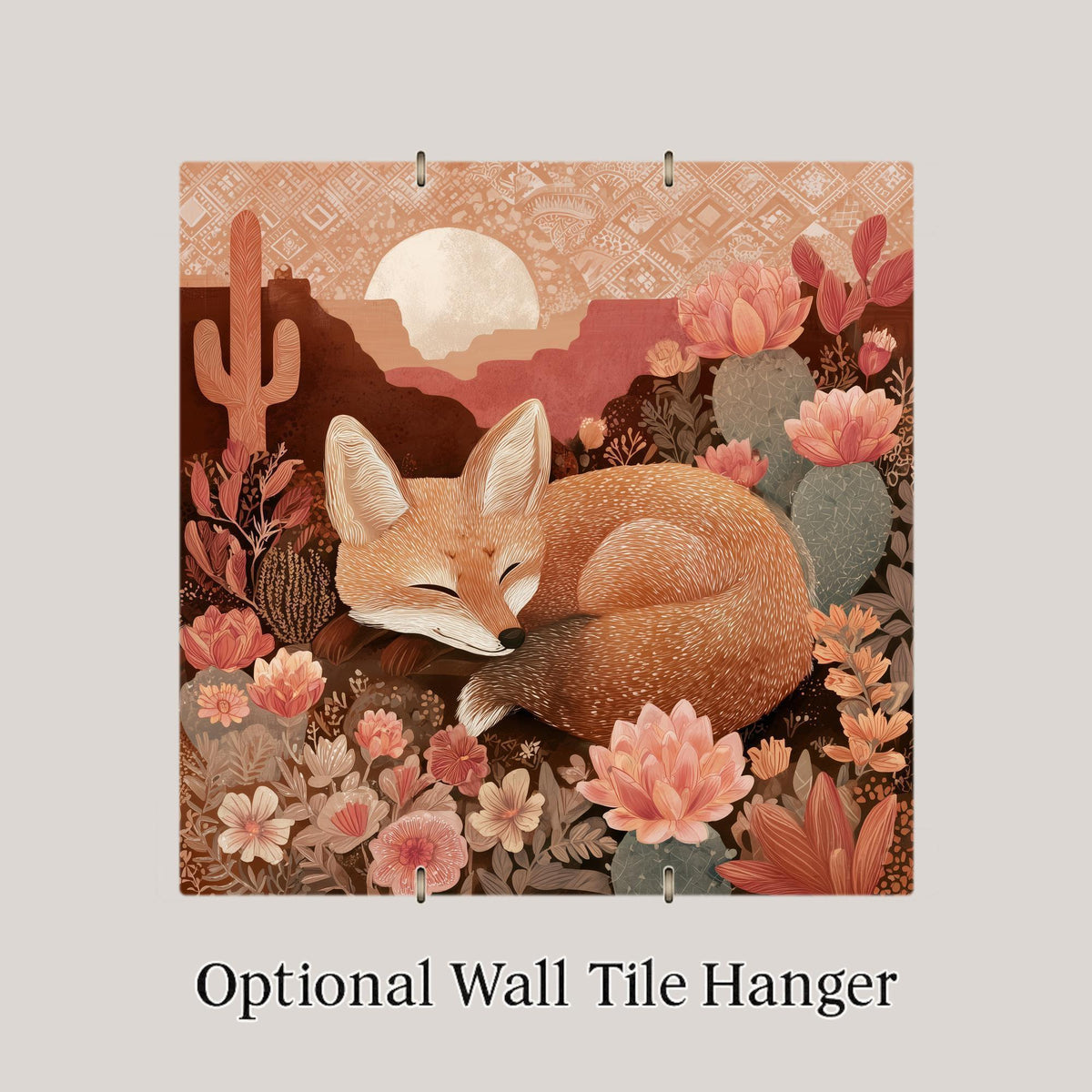 Desert Fox Wall Art Ceramic Tile Southwest Gift Terracotta Sage Decor Nature Lover Art Fox Gift Tile
