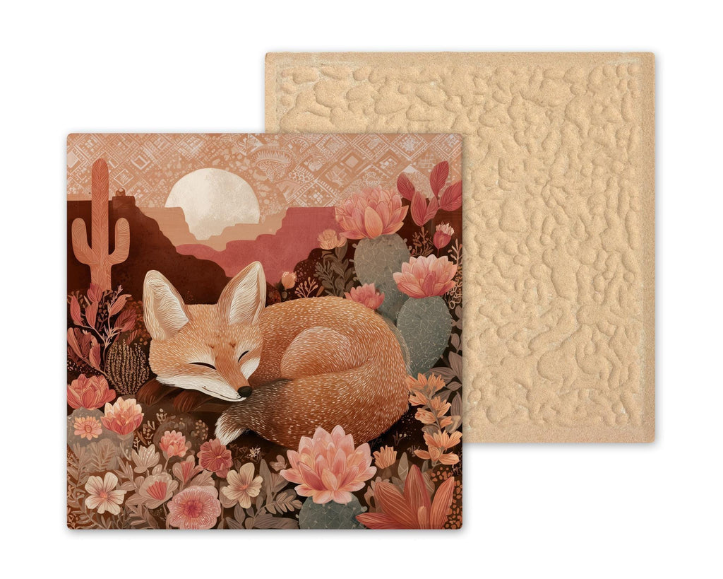 Desert Fox Wall Art Ceramic Tile Southwest Gift Terracotta Sage Decor Nature Lover Art Fox Gift Tile