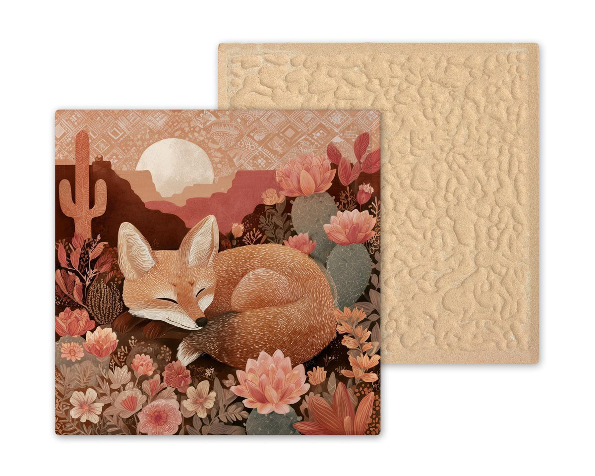 Desert Fox Wall Art Ceramic Tile Southwest Gift Terracotta Sage Decor Nature Lover Art Fox Gift Tile