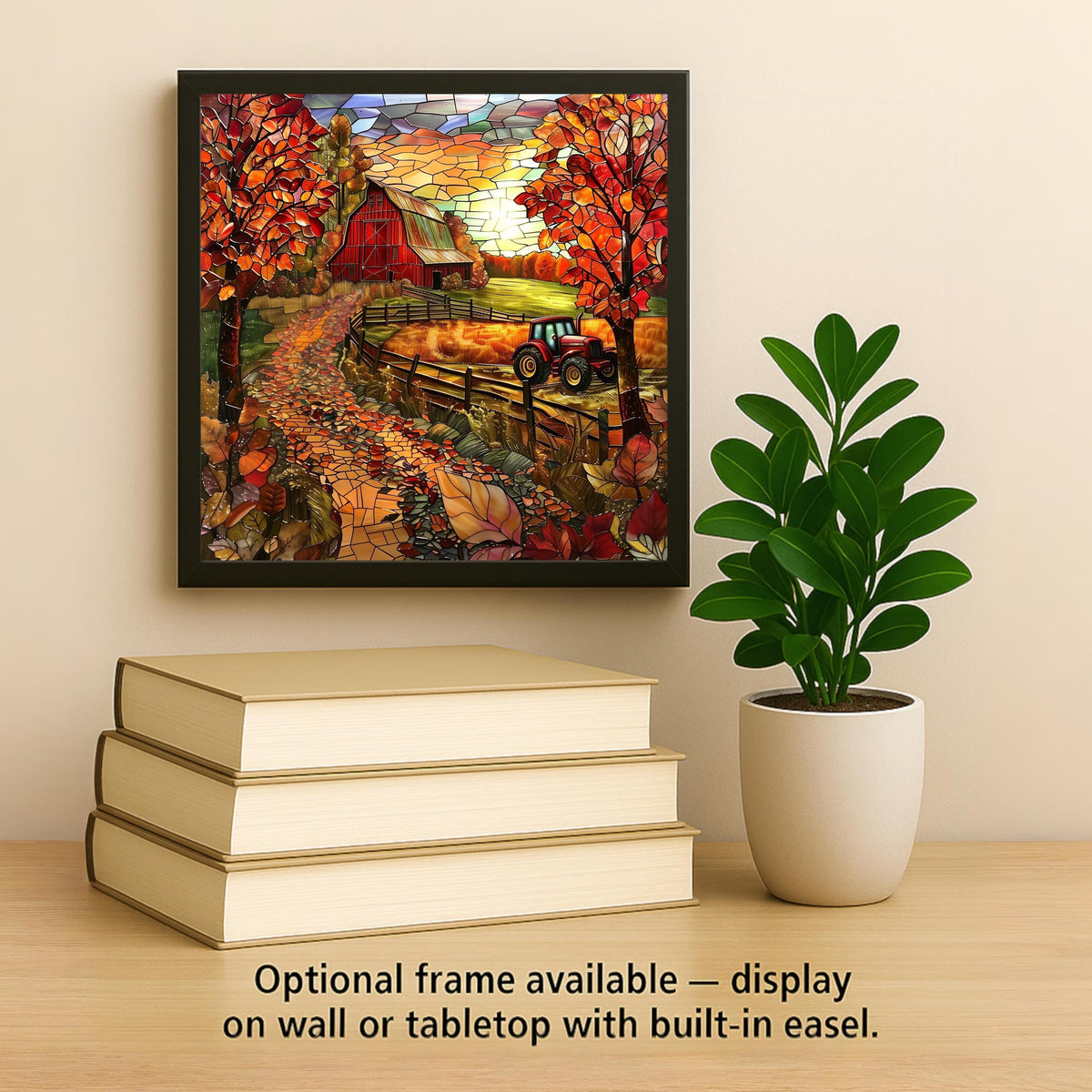 Tractor Wall Art Ceramic Tile Farmhouse Gift Kitchen Decor Barn Art Country Home Gift Autumn Farm Tile