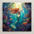 This vivid Mermaid Ceramic Tile features a fantasy red-haired mermaid swimming among coral reefs and tropical fish. Perfect for ocean lovers, coastal décor, or unique wall art, it’s printed on a durable ceramic tile with stunning detail and color.
