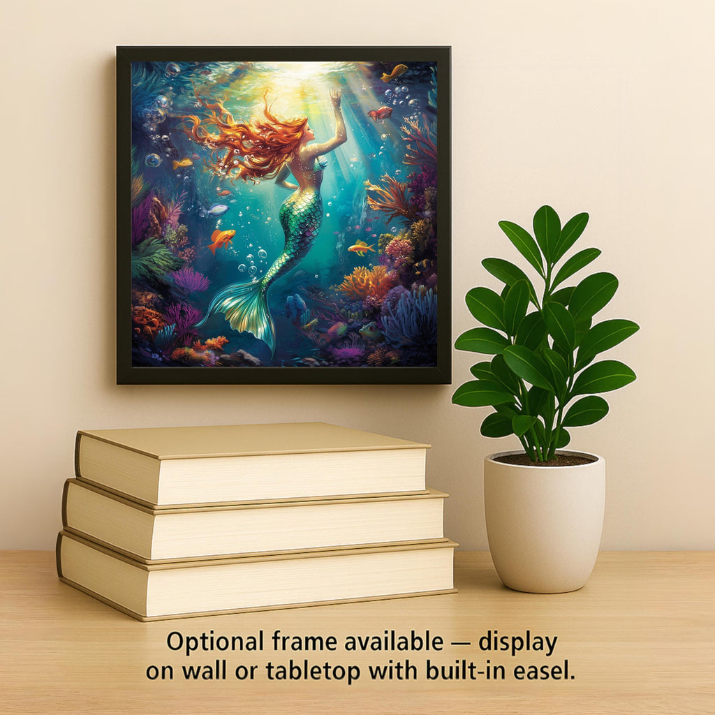 Mermaid Wall Art Ceramic Tile Nautical Coastal Decor Ocean Beach House Bathroom Sea Fantasy Maritime Nature Art