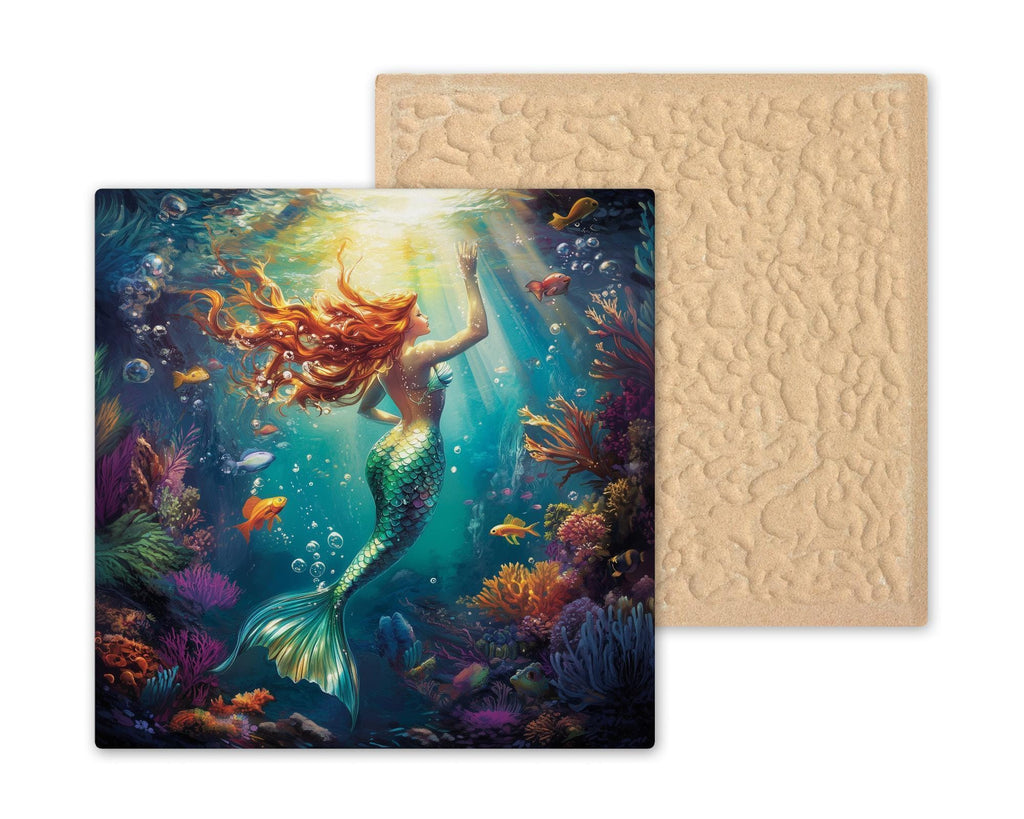 Mermaid Wall Art Ceramic Tile Nautical Coastal Decor Ocean Beach House Bathroom Sea Fantasy Maritime Nature Art