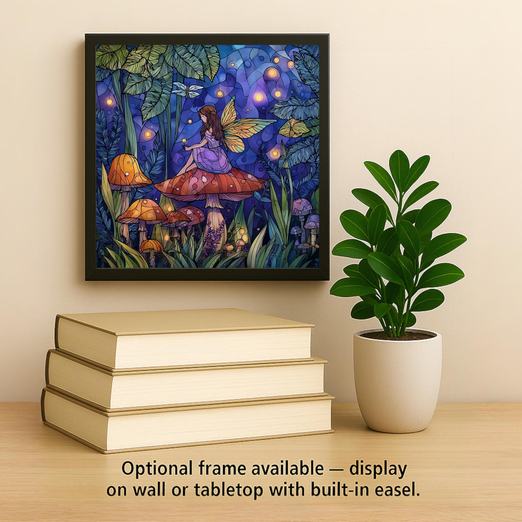 Fairy Mushroom Wall Art Ceramic Tile Enchanted Forest Gift Fantasy Decor Whimsical Nature Fairycore Art