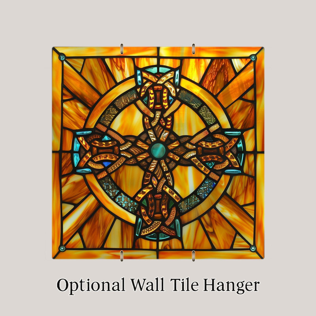 Celtic Cross Stained Glass Style Ceramic Art Tile: Faith Wall Decor Christian Gift Religious Home Decor Wall Art