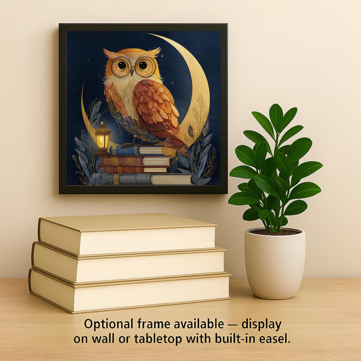 Owl Ceramic Tile Wall Art – Whimsical Night Owl Decor, Stained Glass Style Moon Owl, Cottagecore Wall Decor, Home Decor Gift