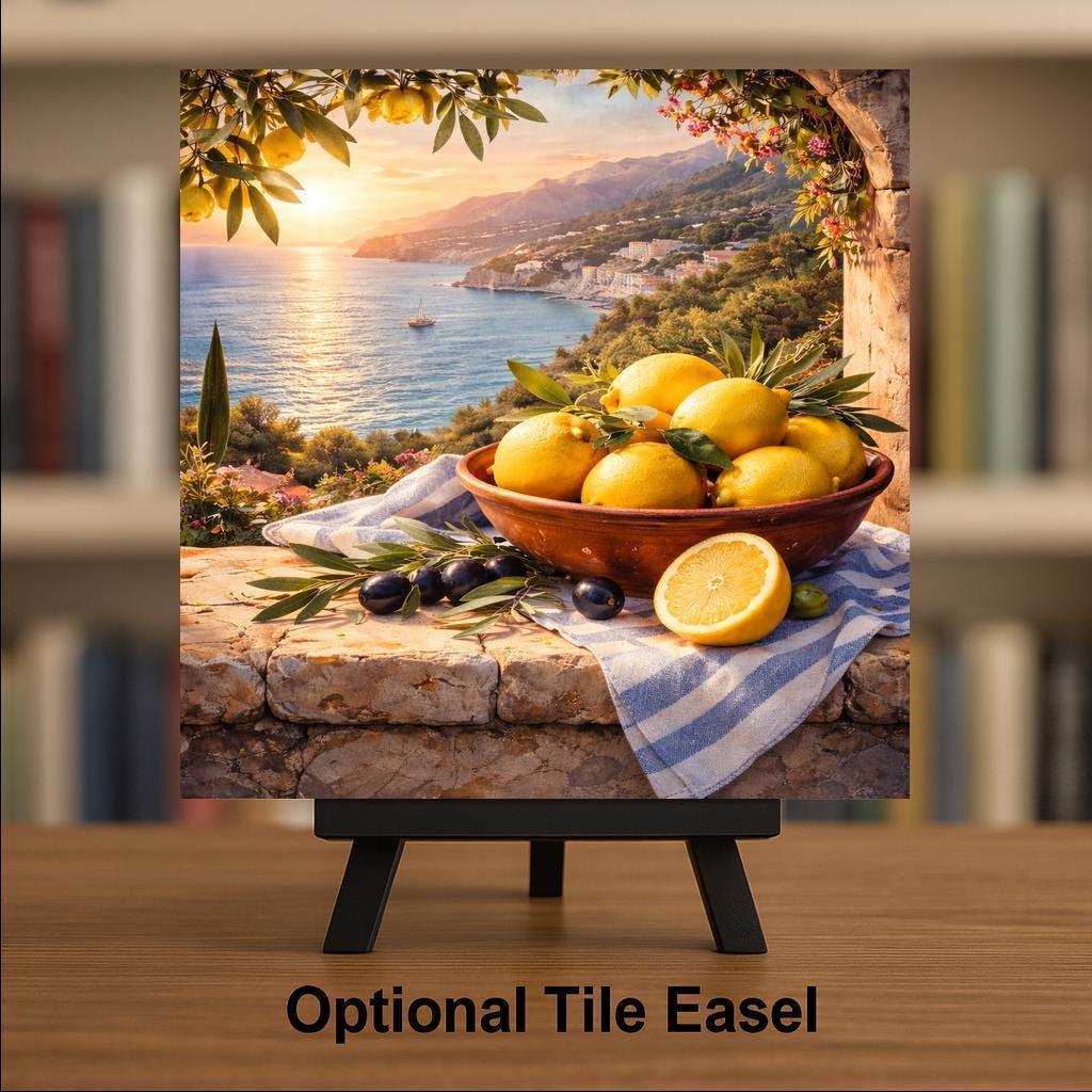 Amalfi Lemon Wall Art Ceramic Tile Italy Gift Kitchen Decor Mediterranean Art Italian Home Gift Tile