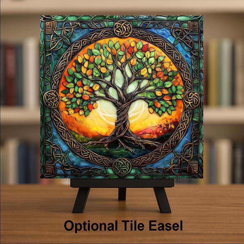 Celtic Tree of Life Ceramic Art Tile: Irish Heritage Decor Celtic Home Decor Wall Art Celtic Knotwork Irish Heritage Spiritual Art