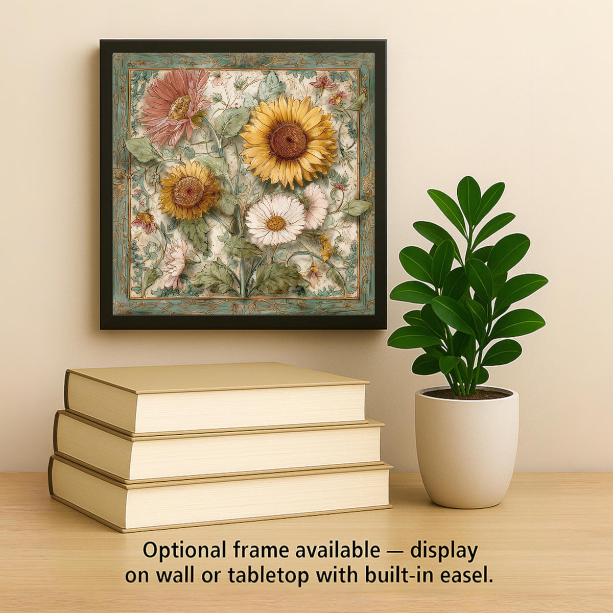 Sunflower Ceramic Art Tile: Nature Wall Decor Floral Home Decor Wall Art Garden Floral Kitchen Sunflower Botanical Art