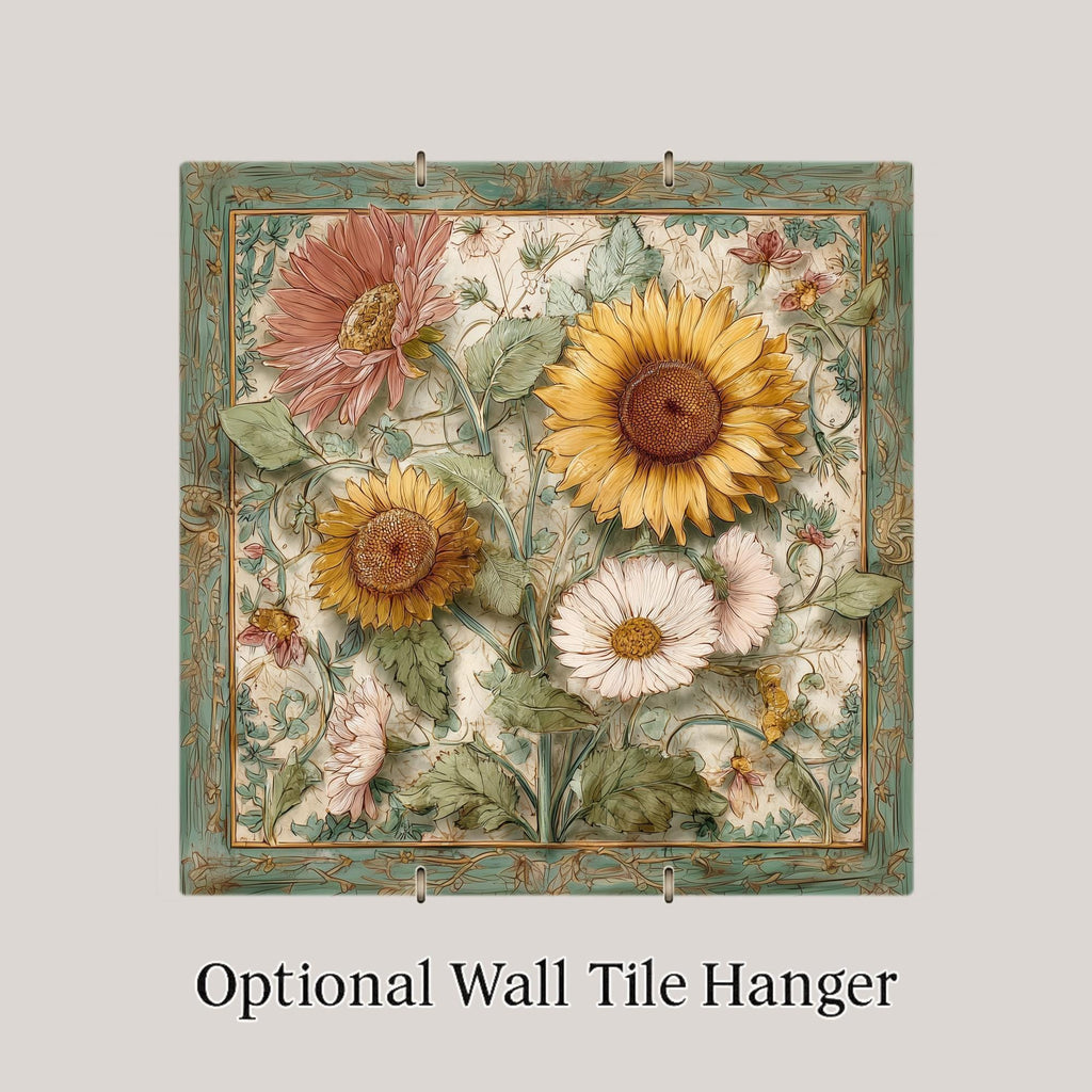 Sunflower Ceramic Art Tile: Nature Wall Decor Floral Home Decor Wall Art Garden Floral Kitchen Sunflower Botanical Art