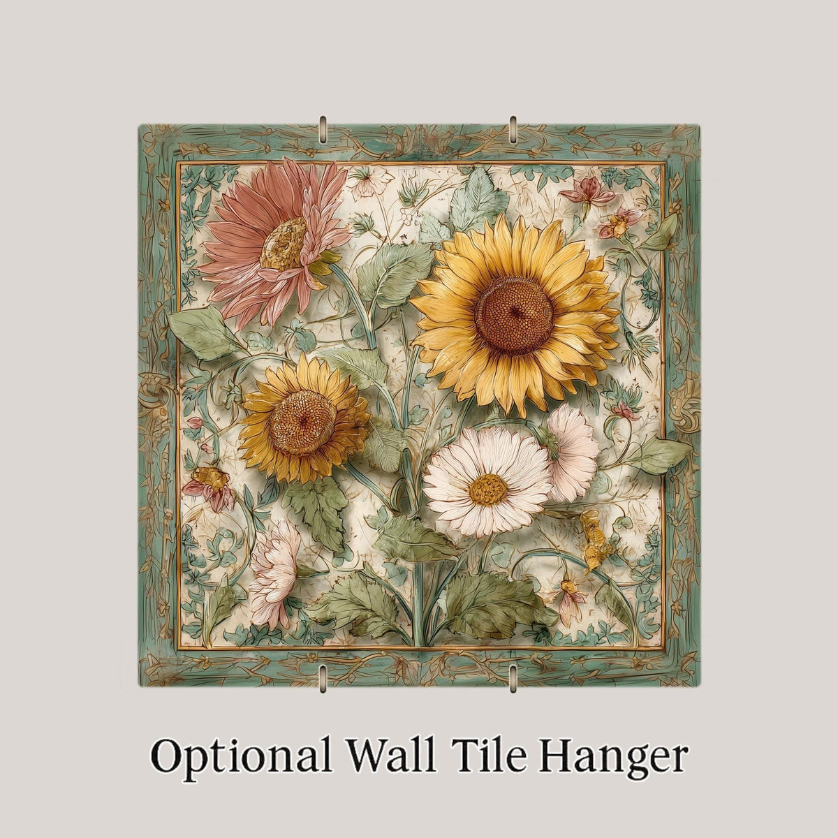 Sunflower Ceramic Art Tile: Nature Wall Decor Floral Home Decor Wall Art Garden Floral Kitchen Sunflower Botanical Art