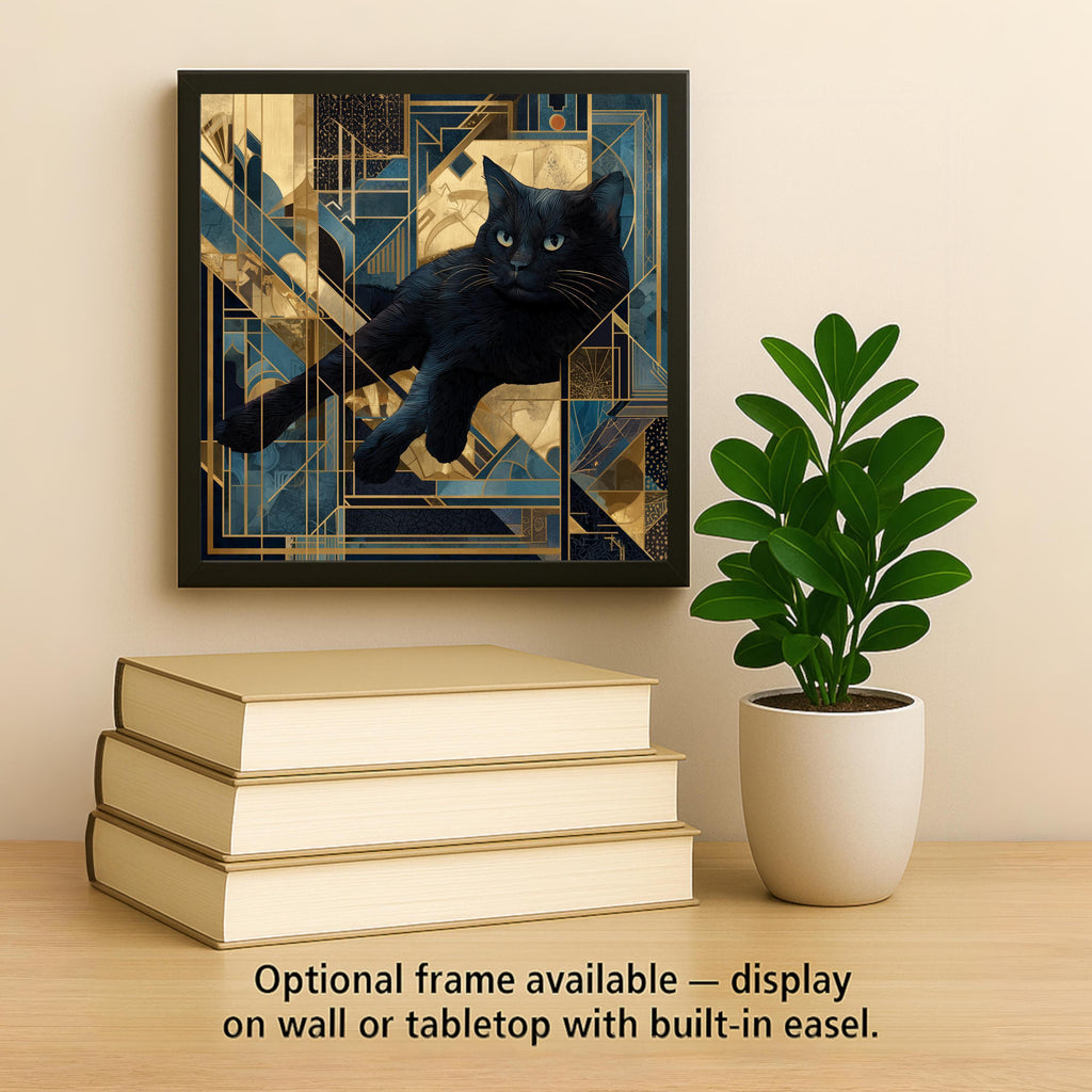 Black Cat Wall Art Ceramic Tile Cat Lover Gift Art Deco Decor Gothic Cat Art Halloween Gift Tile