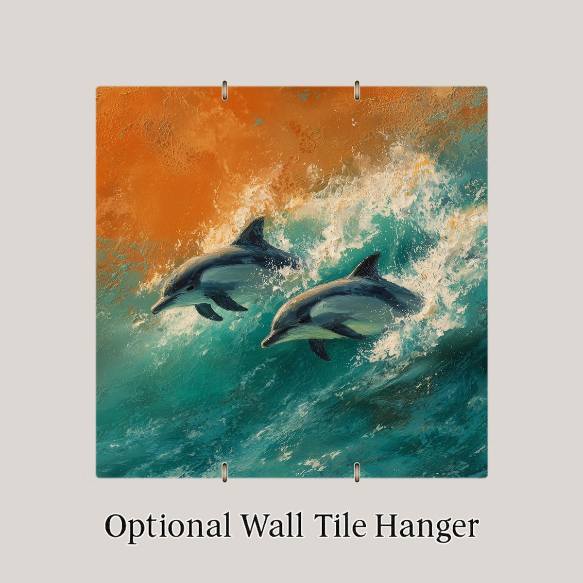 Dolphin Wall Art Ceramic Tile Coastal Wildlife Gift Dolphin Lover Decor Ocean Tile Art