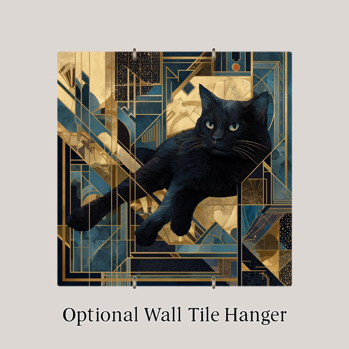 Black Cat Wall Art Ceramic Tile Cat Lover Gift Art Deco Decor Gothic Cat Art Halloween Gift Tile