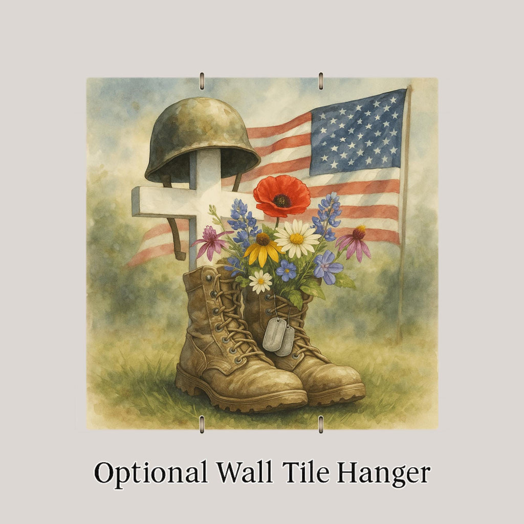 Military Hero Ceramic Art Tile: Memorial Keepsake Sympathy Gift Remembrance Home Decor Wall Art