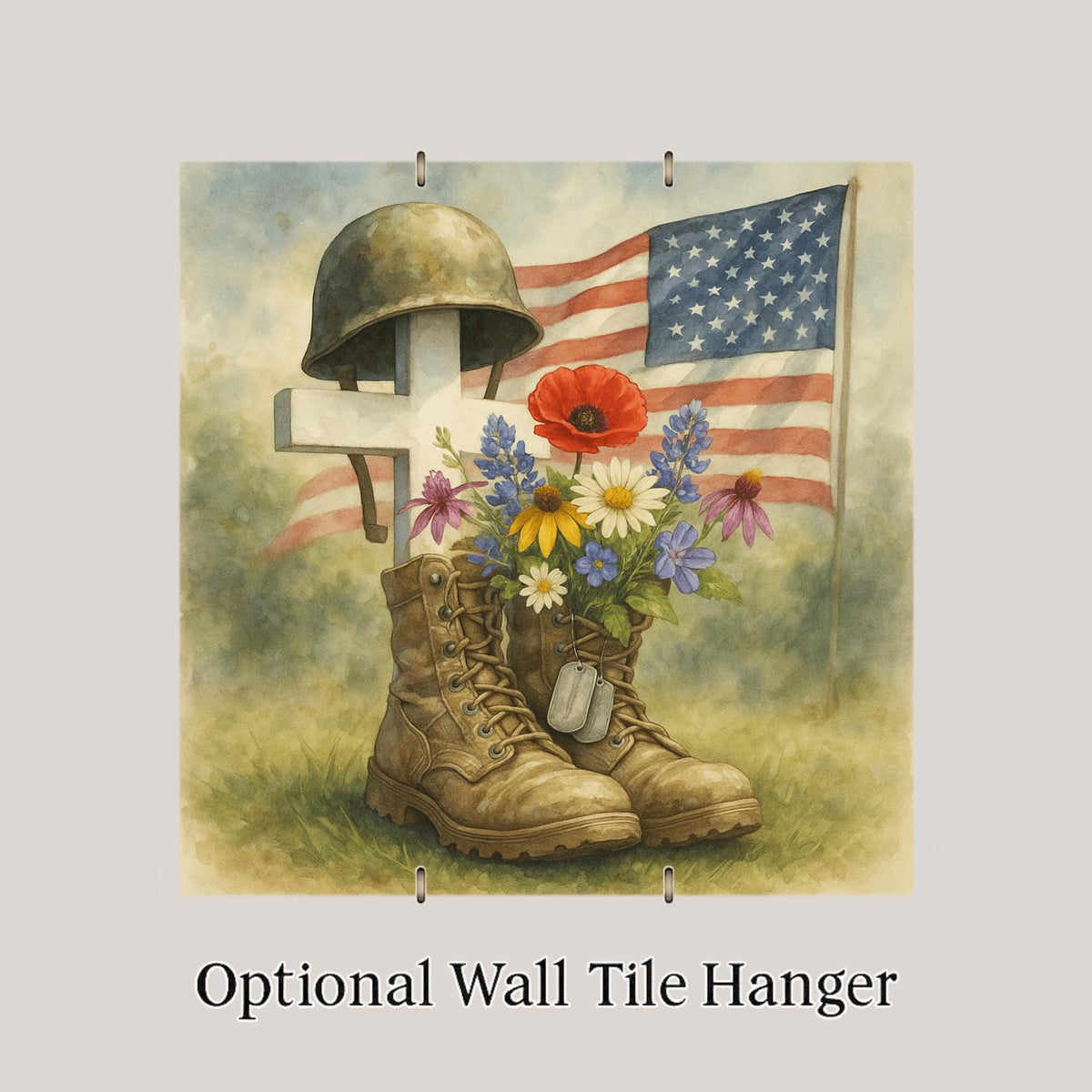 Military Hero Ceramic Art Tile: Memorial Keepsake Sympathy Gift Remembrance Home Decor Wall Art