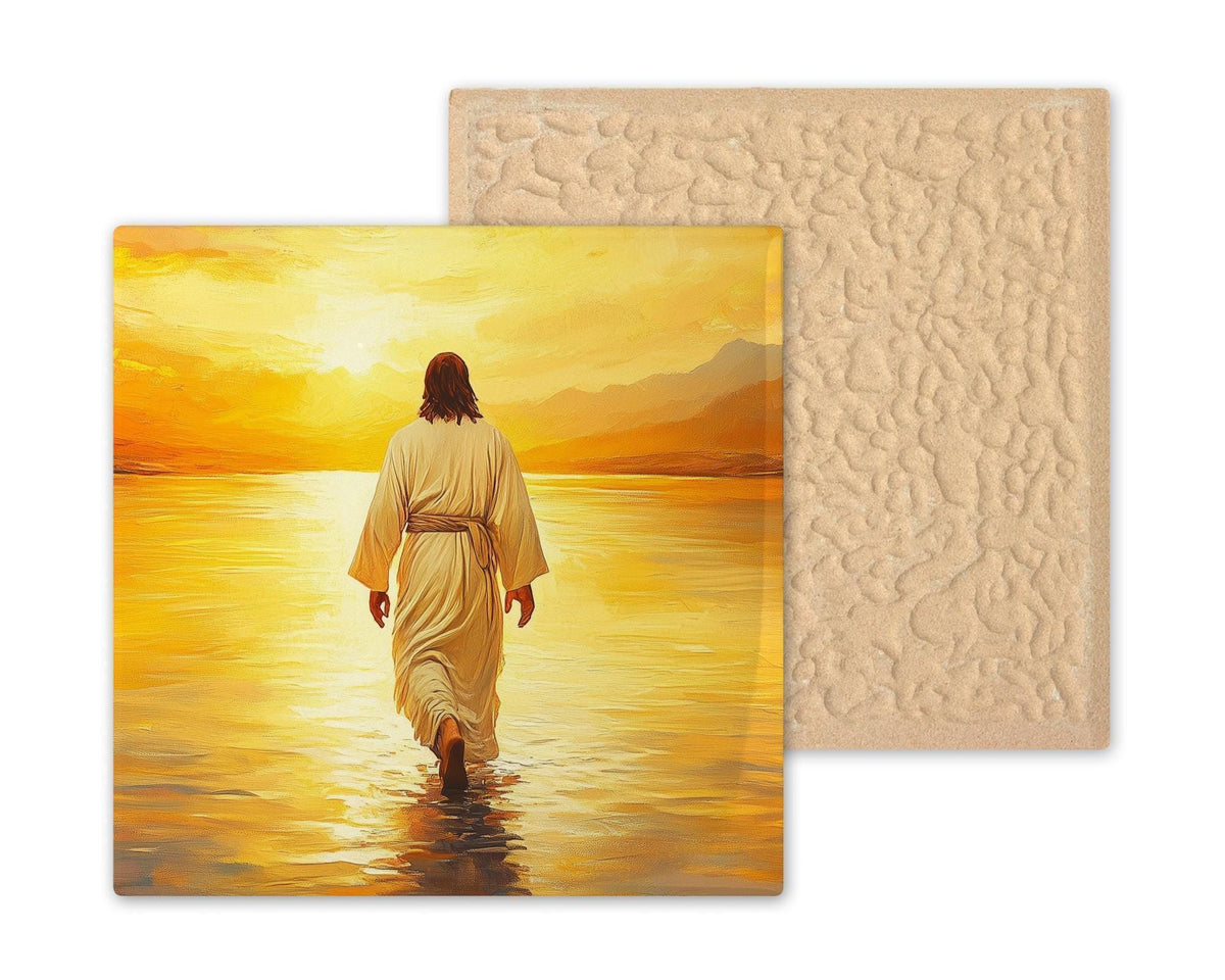 Jesus Walking on Water Wall Art Ceramic Tile Christian Gift Easter Decor Faith Home Gift Biblical Art Tile
