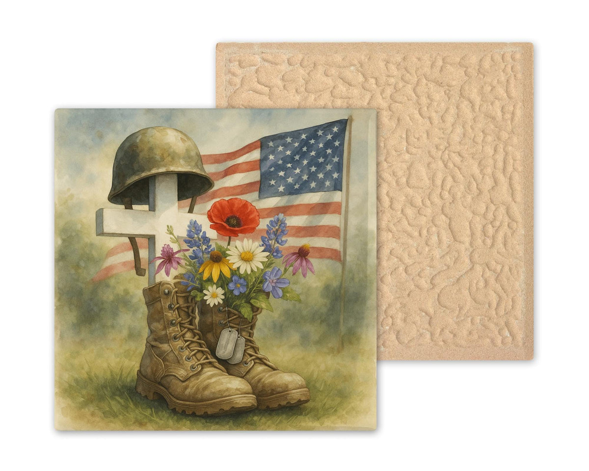 Military Hero Ceramic Art Tile: Memorial Keepsake Sympathy Gift Remembrance Home Decor Wall Art