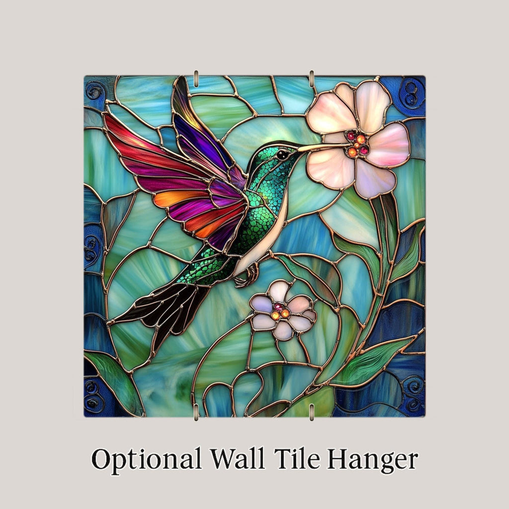 Spring Hummingbird Wall Art Ceramic Tile Bird Lover Gift Birdwatcher Decor Floral Garden Botanical Spring Gift Accent Tile