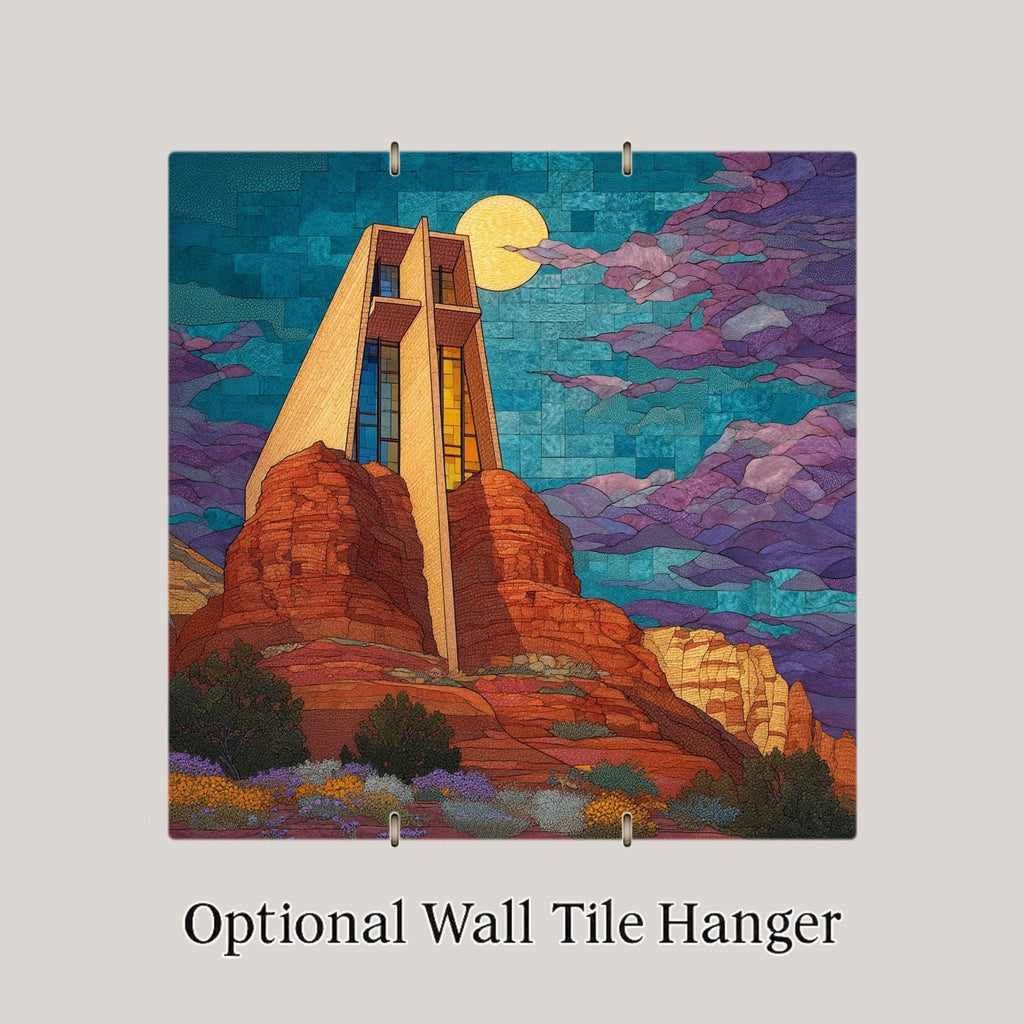 Sedona Chapel Ceramic Art Tile: Faith Wall Decor Christian Gift Religious Home Decor Wall Art