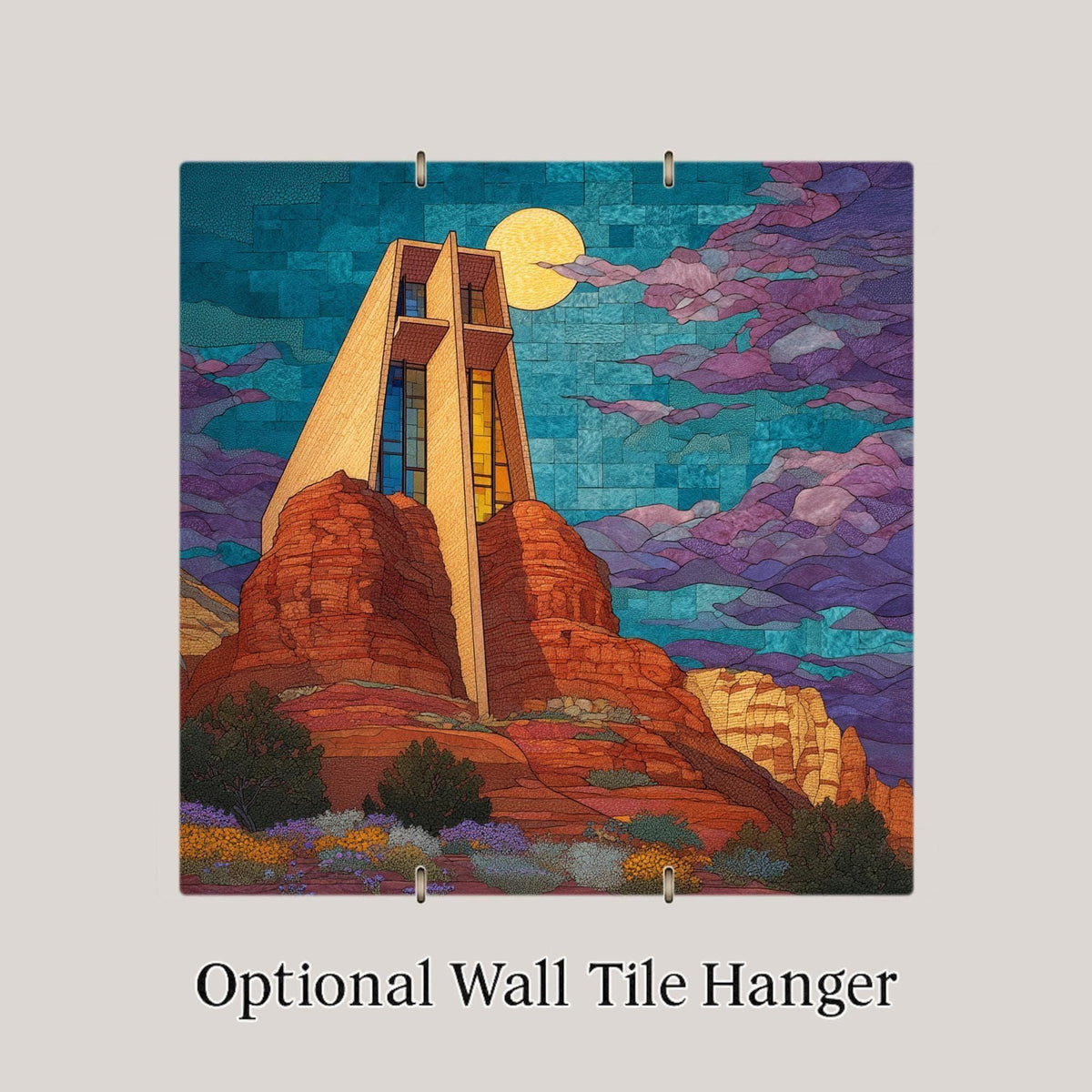 Sedona Chapel Ceramic Art Tile: Faith Wall Decor Christian Gift Religious Home Decor Wall Art