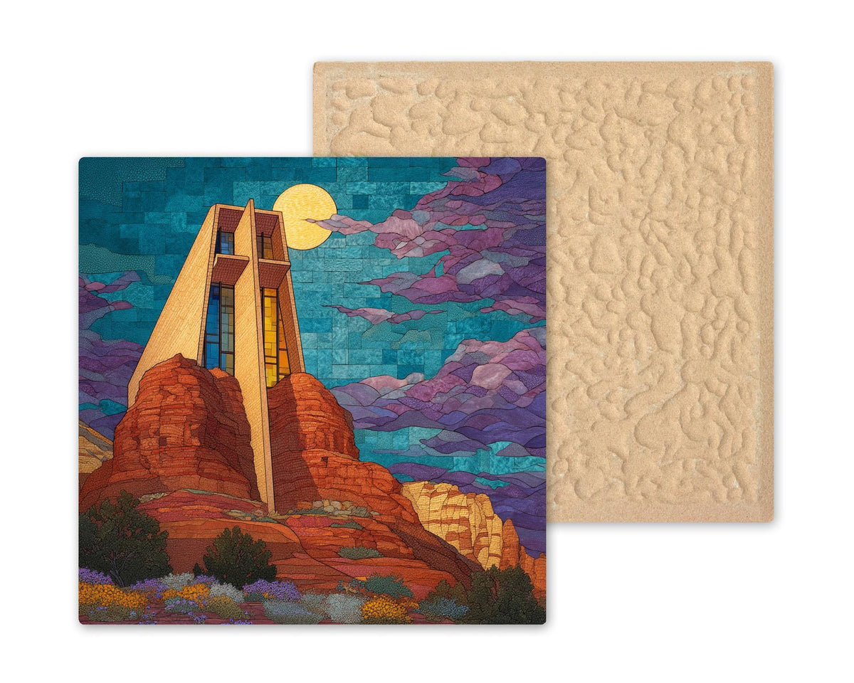 Sedona Chapel Ceramic Art Tile: Faith Wall Decor Christian Gift Religious Home Decor Wall Art