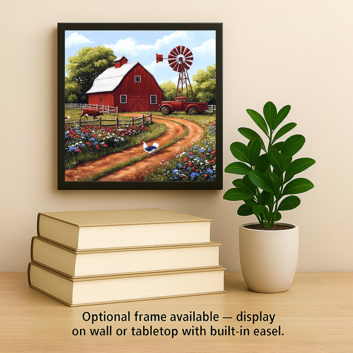 Red Barn Wall Art Ceramic Tile Farmhouse Country Decor Rustic Cabin Wall Decor Barn Landscape Farm Lover Gift Accent Tile