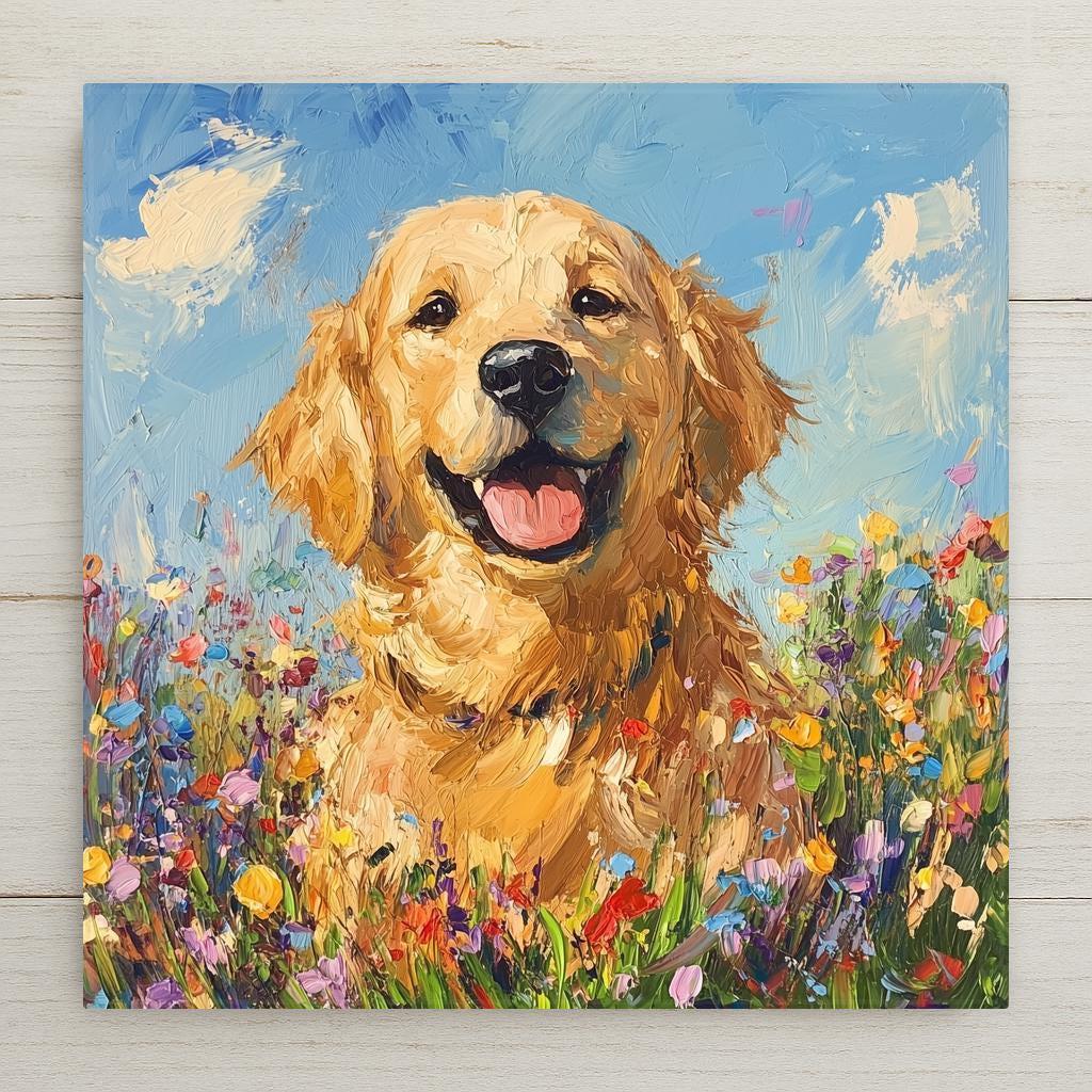 Golden Retriever Wall Art Ceramic Tile Dog Lover Gift Retriever Decor Dog Memorial Gift Pet Loss Tile