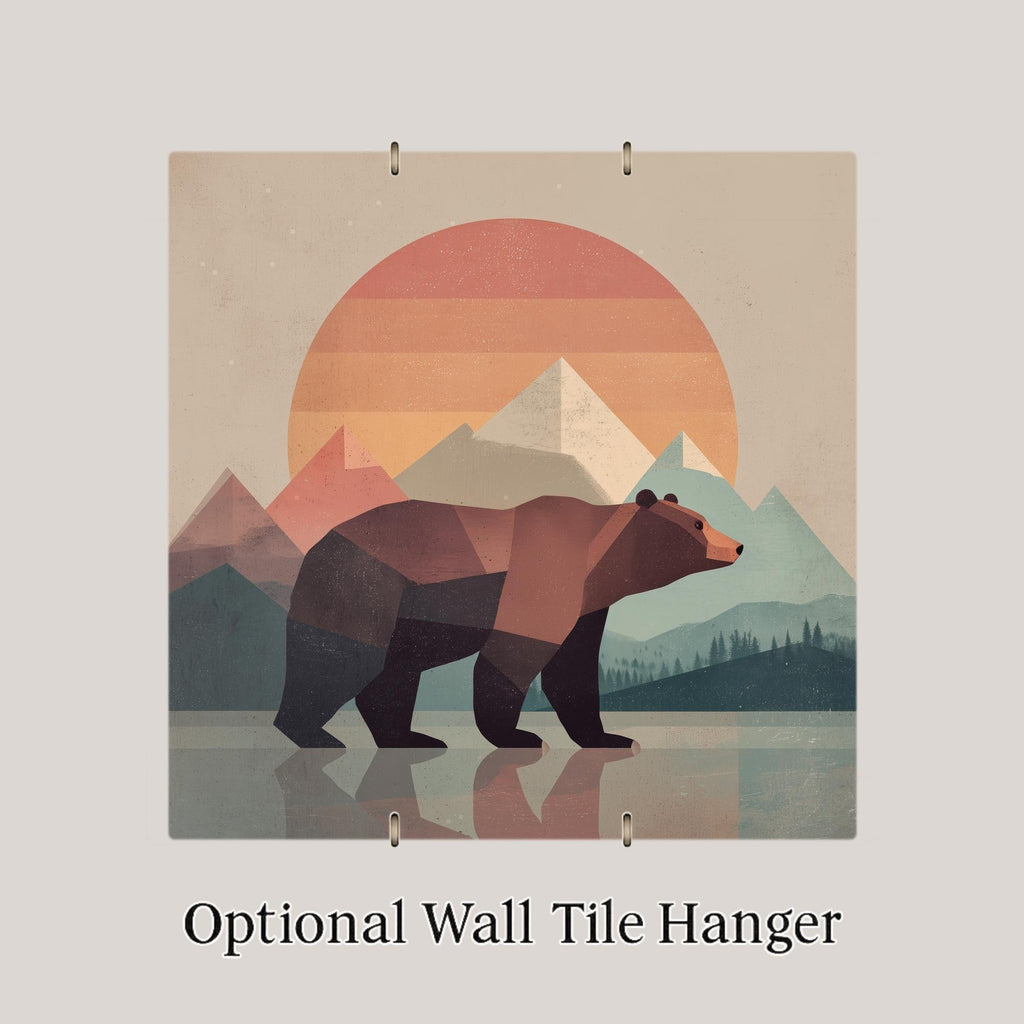 Mountain Bear Wall Art Ceramic Tile Cabin Decor Wildlife Gift Bear Lover Nature Tile