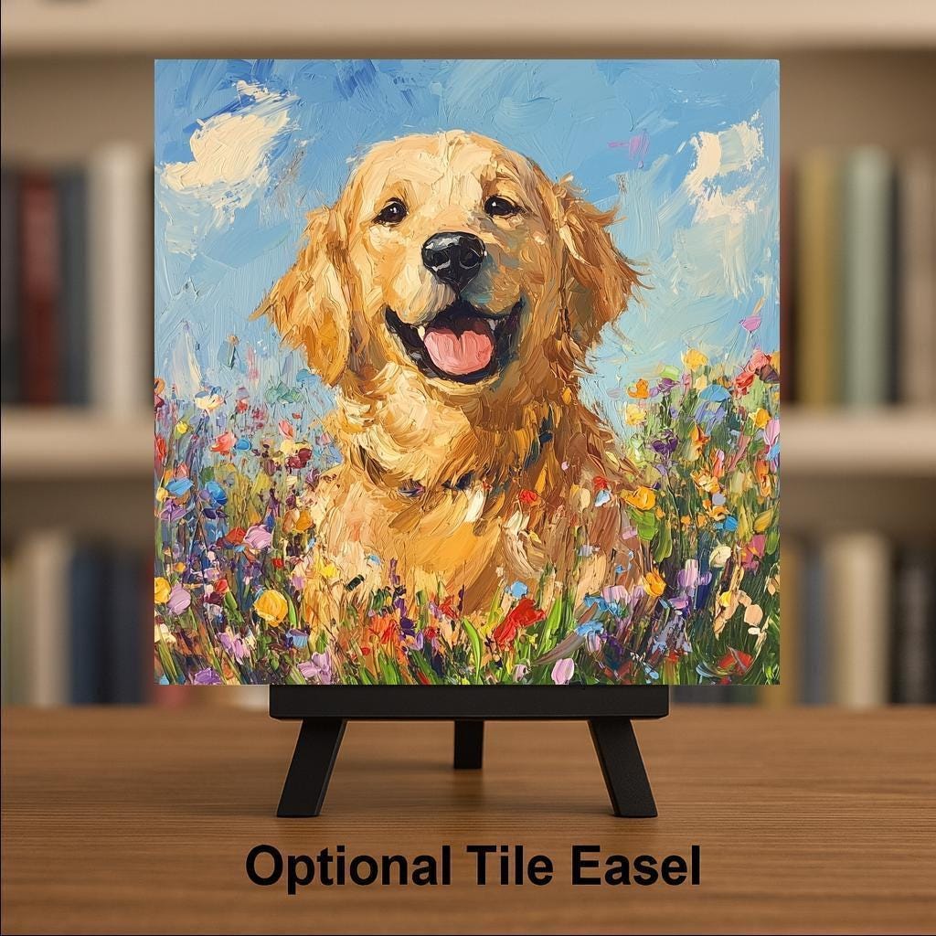 Golden Retriever Wall Art Ceramic Tile Dog Lover Gift Retriever Decor Dog Memorial Gift Pet Loss Tile