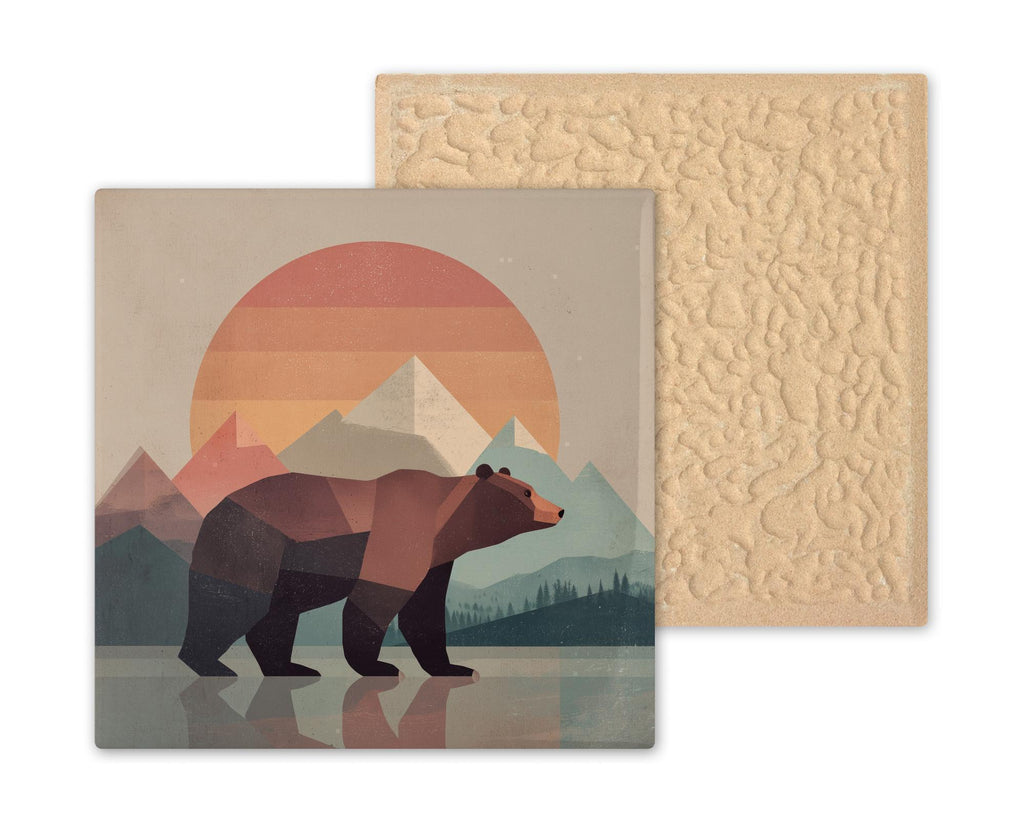Mountain Bear Wall Art Ceramic Tile Cabin Decor Wildlife Gift Bear Lover Nature Tile