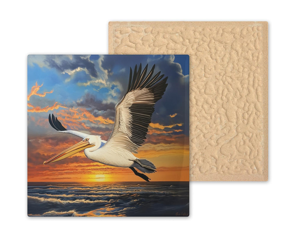 Pelican Wall Art Ceramic Tile Sunset Coastal Bird Decor Memorial Bird Tile Beach House Birdwatcher Ocean Nature Art
