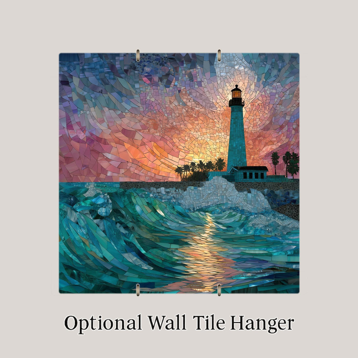 Key West Lighthouse Ceramic Art Tile: Coastal Wall Decor Beach House Accent Ocean Home Decor Wall Art Florida Lighthouse Beach House Trop