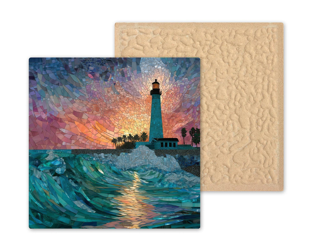 Key West Lighthouse Ceramic Art Tile: Coastal Wall Decor Beach House Accent Ocean Home Decor Wall Art Florida Lighthouse Beach House Trop