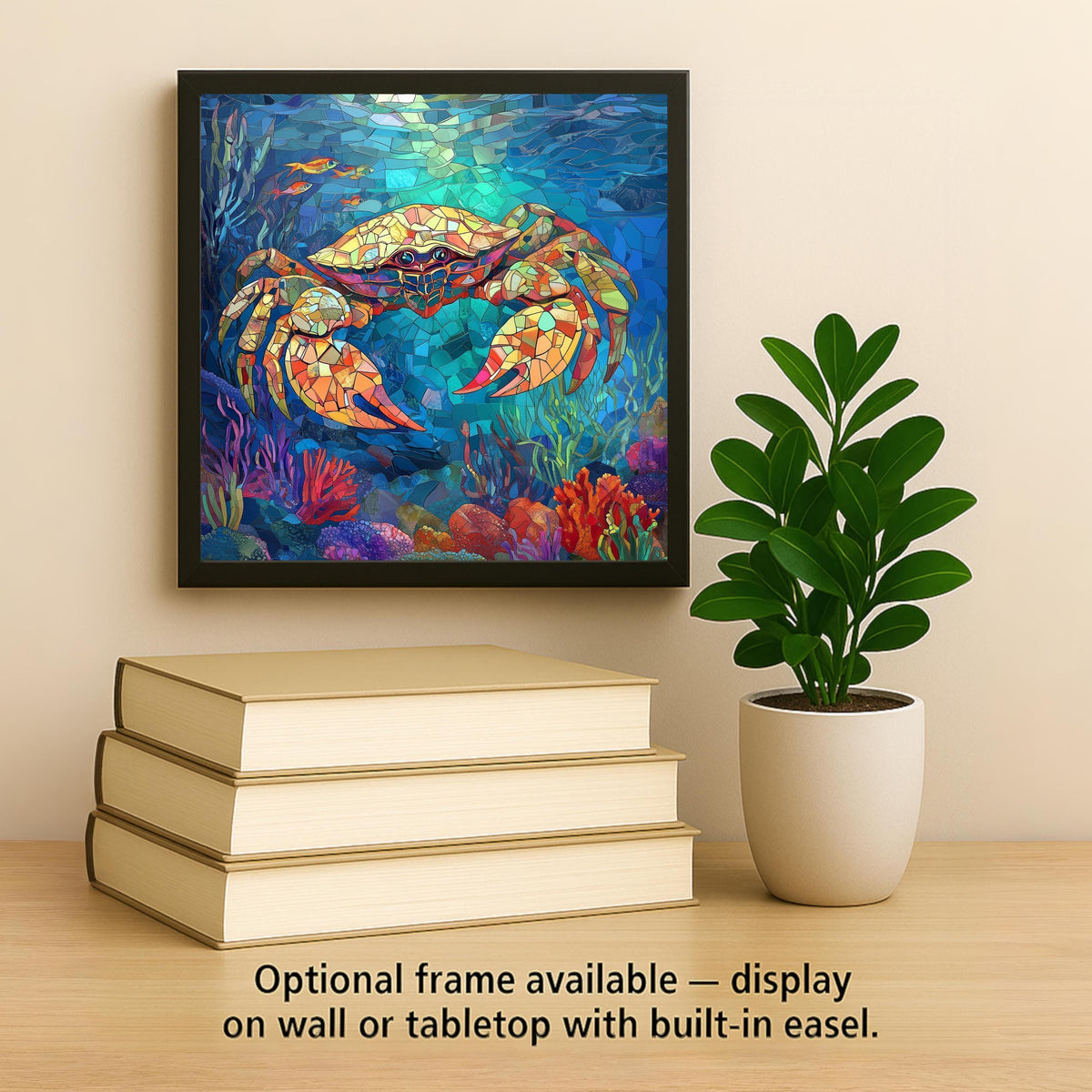 Crab Wall Art Ceramic Tile Coastal Gift Beach Lover Art Nautical Decor Ocean Nature Place Identity