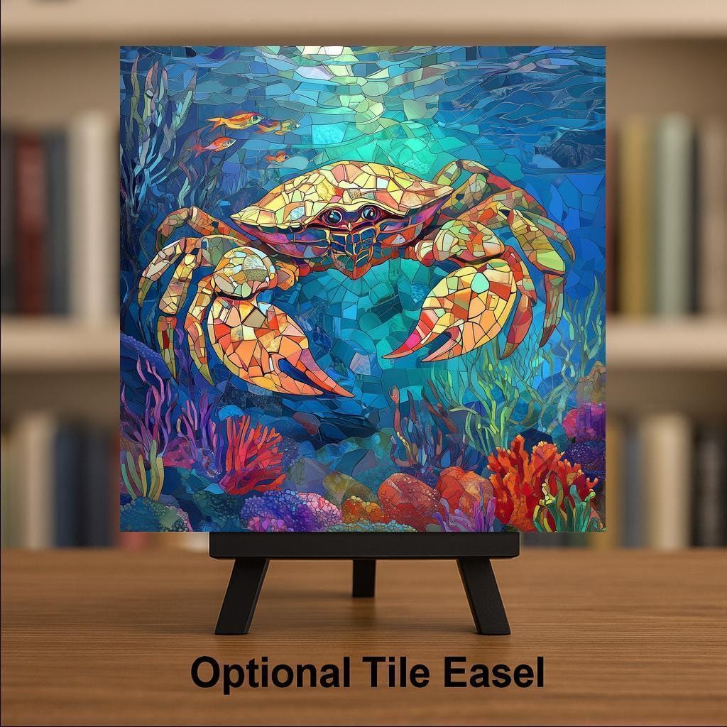 Crab Wall Art Ceramic Tile Coastal Gift Beach Lover Art Nautical Decor Ocean Nature Place Identity