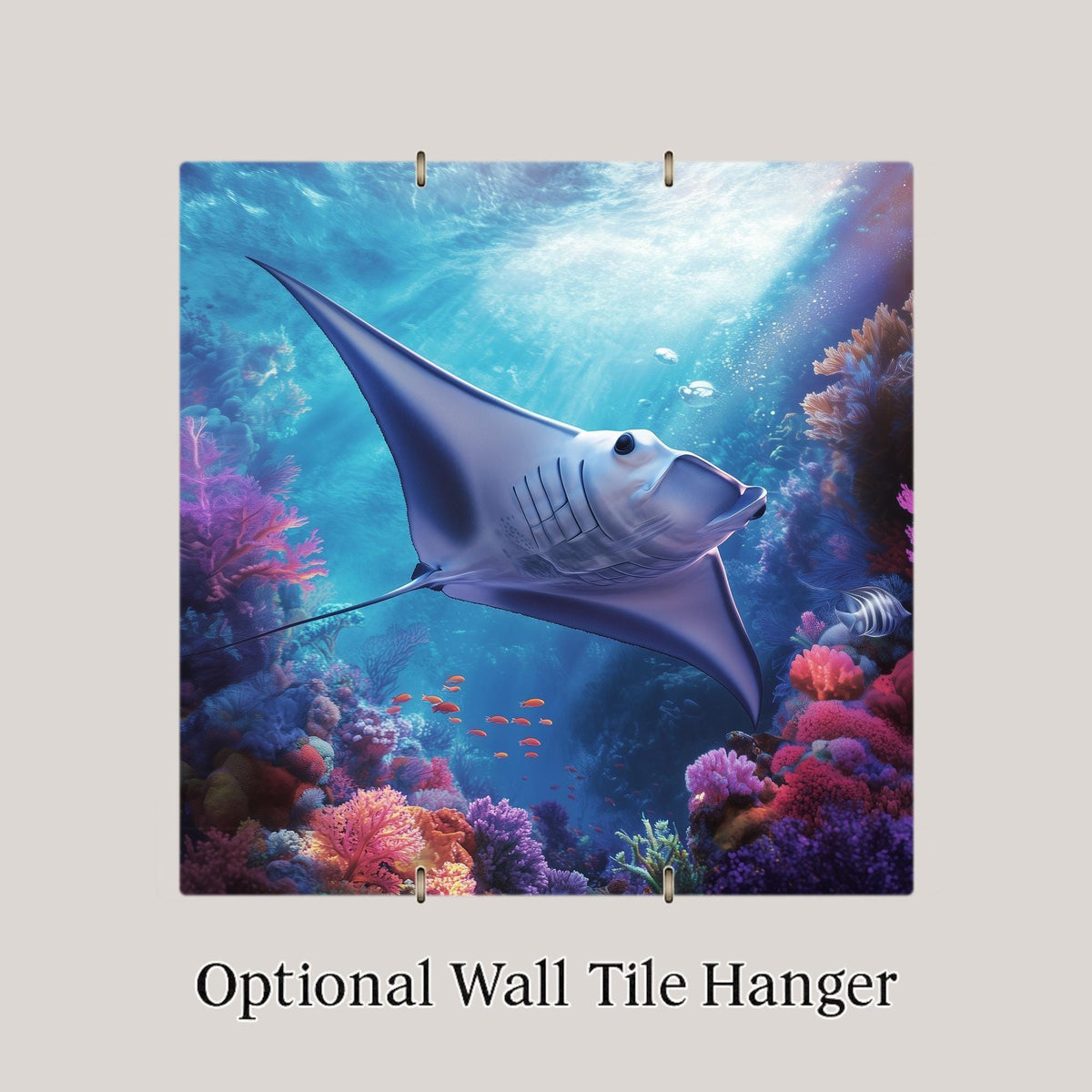 Manta Ray Wall Art Ceramic Tile Ocean Gift Coral Reef Decor Marine Nature Art Ray Lover Coastal Gift Tile